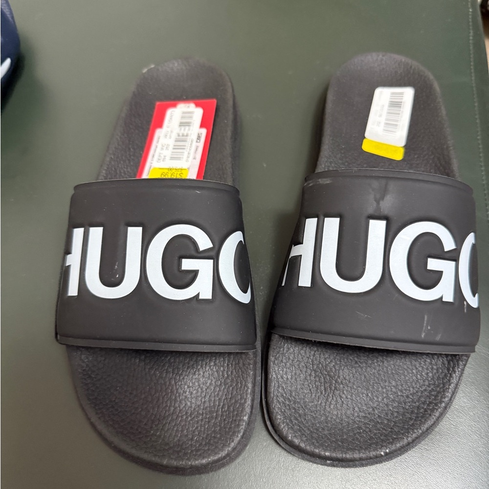 HUGO Black Slide Sandals